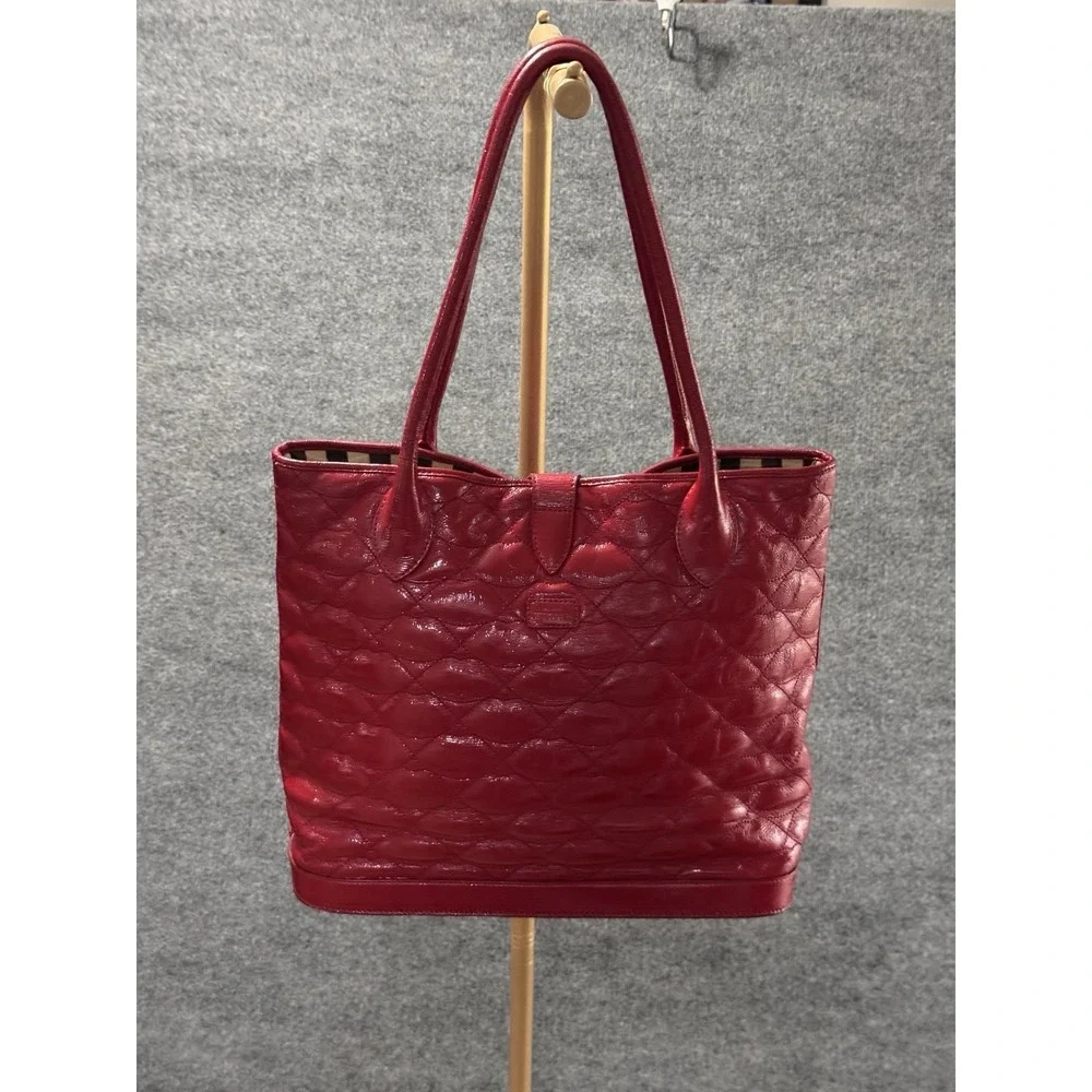 Lulu Guinness London Quilted Lips Large Tote Red‎ Patent